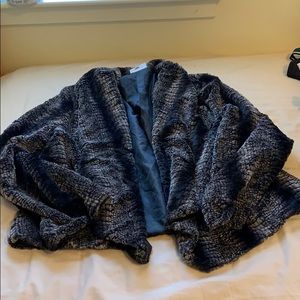 Animal print faux fur cardigan